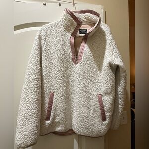 Abercrombie & Fitch pink and white fleece zip up